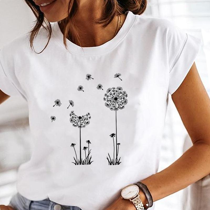 Женская футболка с принтом в стиле одуванчика в стиле 90-х годов, женская футболка с коротким рукавом, повседневная летняя модная футболка с графическим рисунком