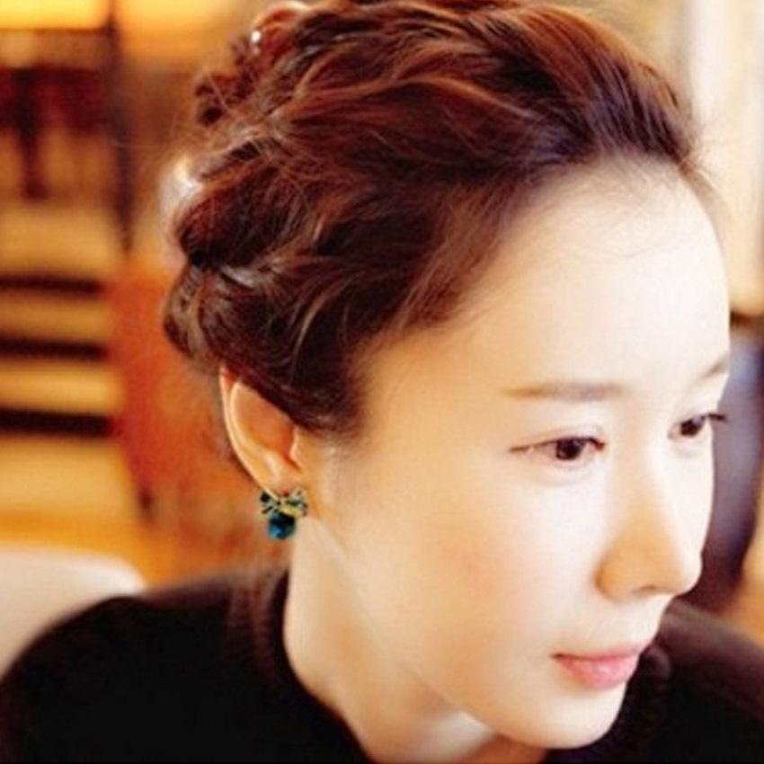 Bow Cube Crystal Silver-Plated Earrings - Stylish European and American Design