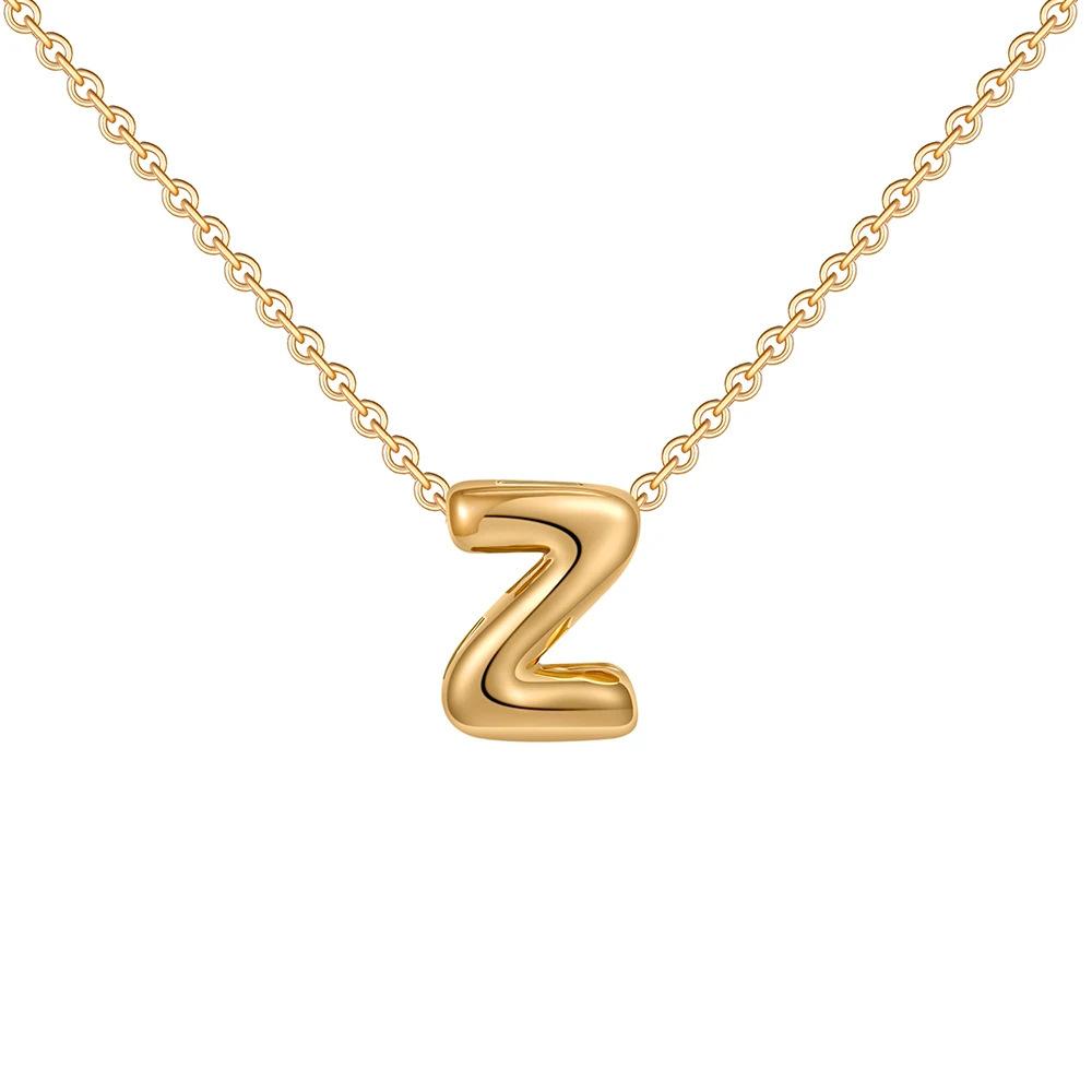 2pcs Fashion 26 Bubble Letter Necklace Gold Necklace