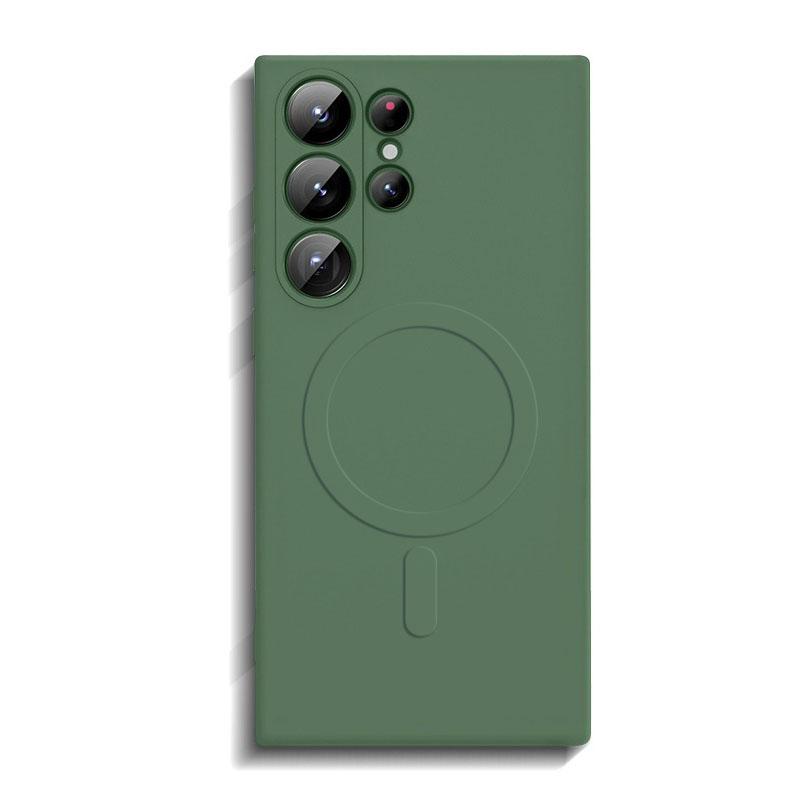 Для Magsafe Магнитный беспроводной зарядный чехол для телефона Samsung Galaxy S24 S23 Ultra Plus S24Ultra Чехлы Мягкий жидкий силиконовый чехол