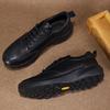 Верхний слой коровья кожа повседневные резиновая подошва британский стиль кожаные туфли модные и стильные молодежные черные с круглым носком с низким вырезом кожаные туфли