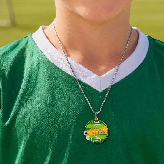Kids Football Necklace, Trophy Soccer Ball Charm Necklace, Football Championship Necklace Jewelry for Soccer Fans Party Favors