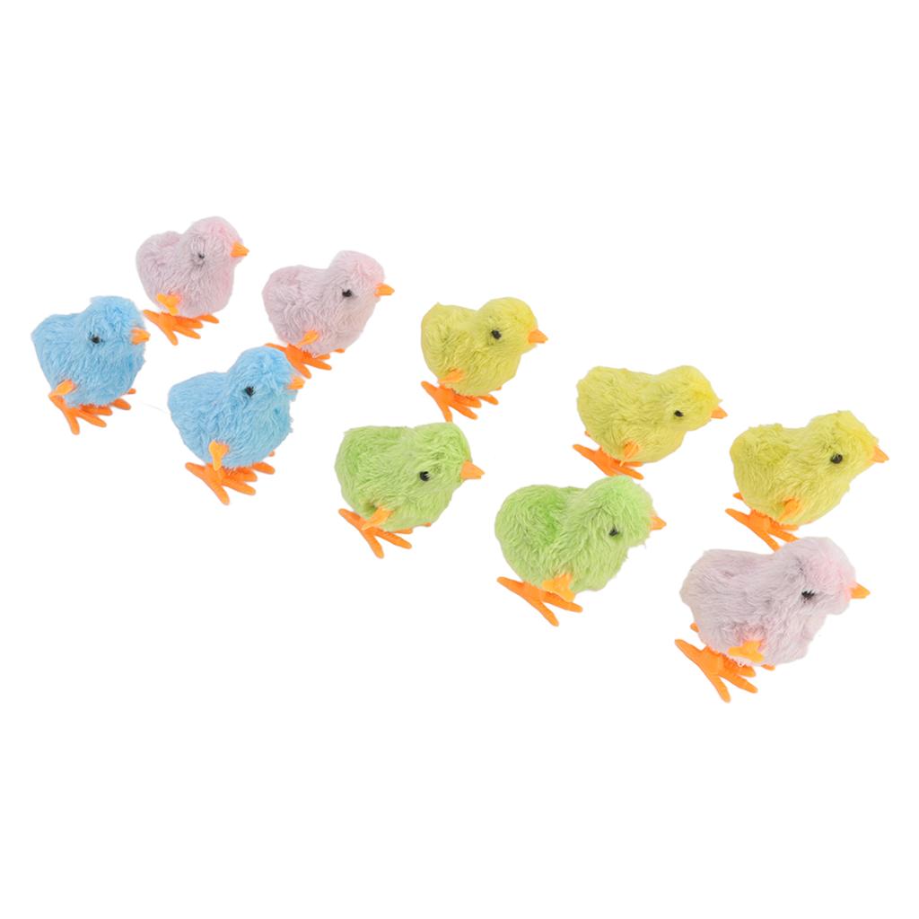 10pcs Clockwork Chick Toy Cute Fun Colorful Stuffed Chick Hopping Wind Up Toy for Cats Kittens Toddlers