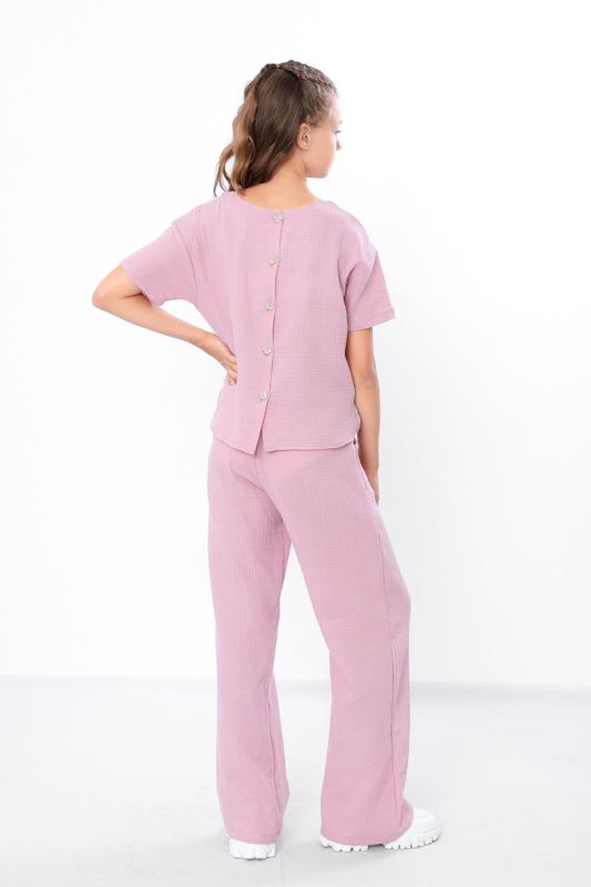 Teen Girls’ Muslin Set – Lightweight Blouse with Patch Detail & Loose Pants Summer 6433-118 HC