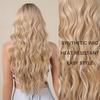 ALAN EATON Блондинка Длинные вьющиеся синтетические парики с челкой Ombre Blonde Highlight Wave Wig Натуральные женские повседневные волосы Высокая температура