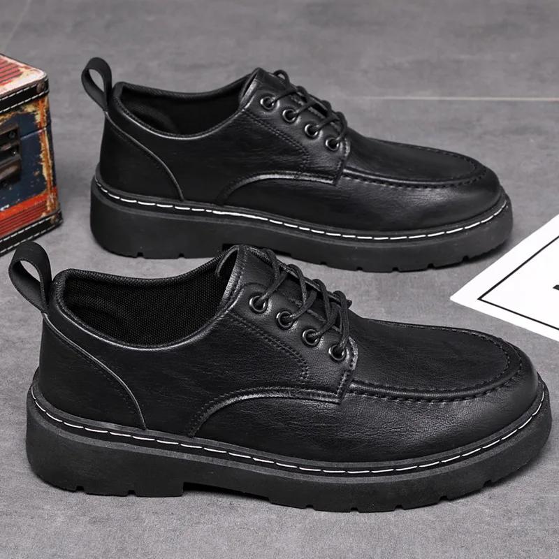British Style Men Leather Shoes Black Business Office Shoes Lace Up Oxford Shoes High Quality Casual Leather Shoe Dress Footwear