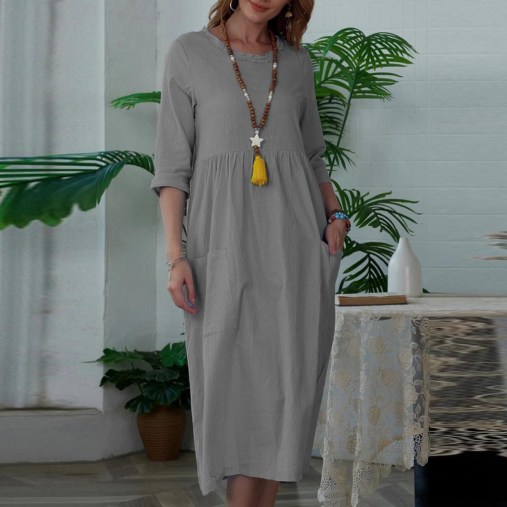 Женские однотонные нестандартные платья с воротником-рубашкой и перекрученными пуговицами, повседневные платья