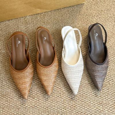 Модные ретро плетеные туфли-лодочки ручной работы женские роскошные с острым носком брендовые дизайнерские туфли высокого качества модные сандалии-слингбэки на танкетке zapatos mujer