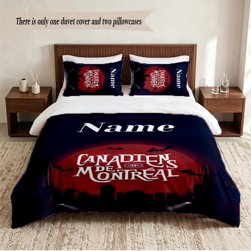 Montreal Canadiens Personalized Custom Name 3‑Piece Bedding Set Soft Duvet Cover Set For Bedroom Home Decor