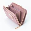 and zipper bifold wallet Original logo printed pattern crystal brooch included PVC cowhide adult cute card storage compact PDLWBES3 Pink [Pinky Diane]