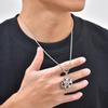 Creative Unique Wheel Hub Pendant Necklace Inlaid Cubic Zircon Stainless Steel Necklace Fashion Punk Jewelry for Men Gift