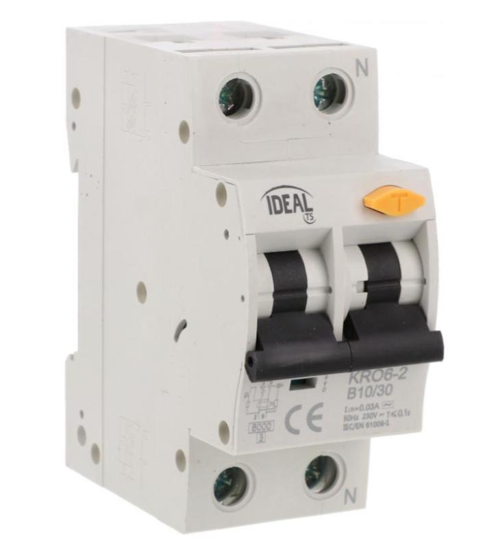Differential Circuit Breaker 2P B 10A 0.03A Type Ac Kro6-2/B10/30 23213