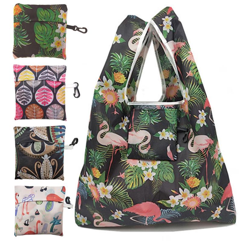 Новая многоразовая складная женская модная портативная сумка-тоут с цветочным принтом, сумки для покупок, сумка для хранения продуктов большой емкости Flamingo