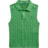 Polo Solid Color Pony Embroidered Cable Knit Sleeveless Sweater Women Sweater Green 211943140-002