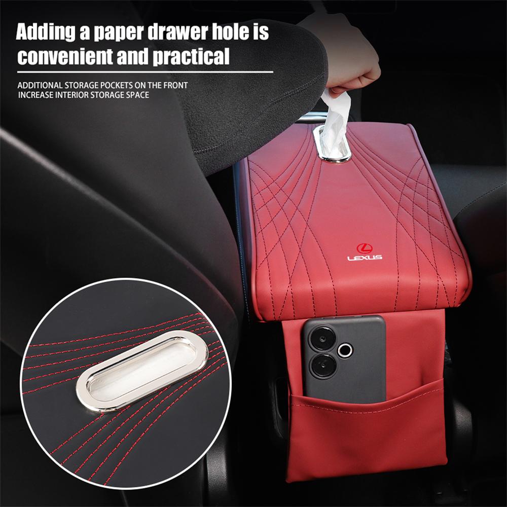 Car Armrest Cushion With Pocket Tissue Storage Bag Center Console Armrest Box Mat For LEXUS FSPORT NX RX GS IS LX ES IS250 Al20