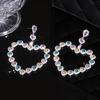 Silver Needle European and American Exaggerated Wind Hollow Diamond Enlaid Love Earrings Dopamine Small Fresh Earrings