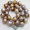 Real Natural Natural 14x17mm Reborn Baroque Edison Pearl Knot Jewelry Necklace 18"