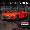 Масштаб 1/32 R8 Spyder 2020, модель автомобиля, литая под давлением игрушечная машина, коллекция подарков