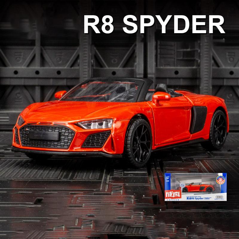 Масштаб 1/32 R8 Spyder 2020, модель автомобиля, литая под давлением игрушечная машина, коллекция подарков