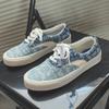 Douchuan Retro Canvas Checkerboard Low-Top Sneakers for Women and Couples