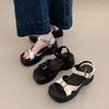 Roman Shoes 2025 Sandals Summer Wedge Heel Thick Sole New Heightening Muffin Fashionable Versatile Women's Thick Sole Heightening Soft Leather