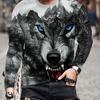 Men's T Shirt 3D Printed Wolf Pattern Tops Casual Comfortable Long Sleeve T Shirt Men's and Women's Fashion Summer T Shirt