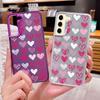 Чехол Laser IMD с цветным узором в виде сердечек для Samsung S24 S23 Ultra S22 Plus S21 S20 FE A54 A53 A52, защитный чехол для объектива из жесткого ПК, противоударный чехол для телефона