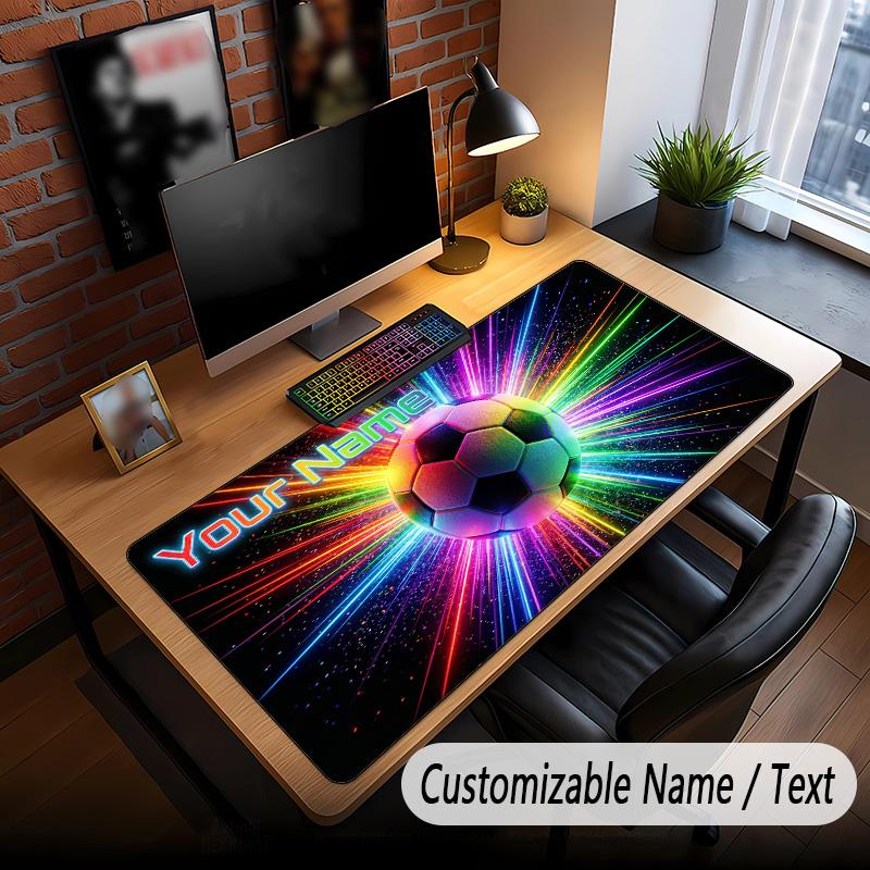 Soccer Theme Custom Mouse Pad Personalized With Name Text Customized Desk Mat For Office Home Decor