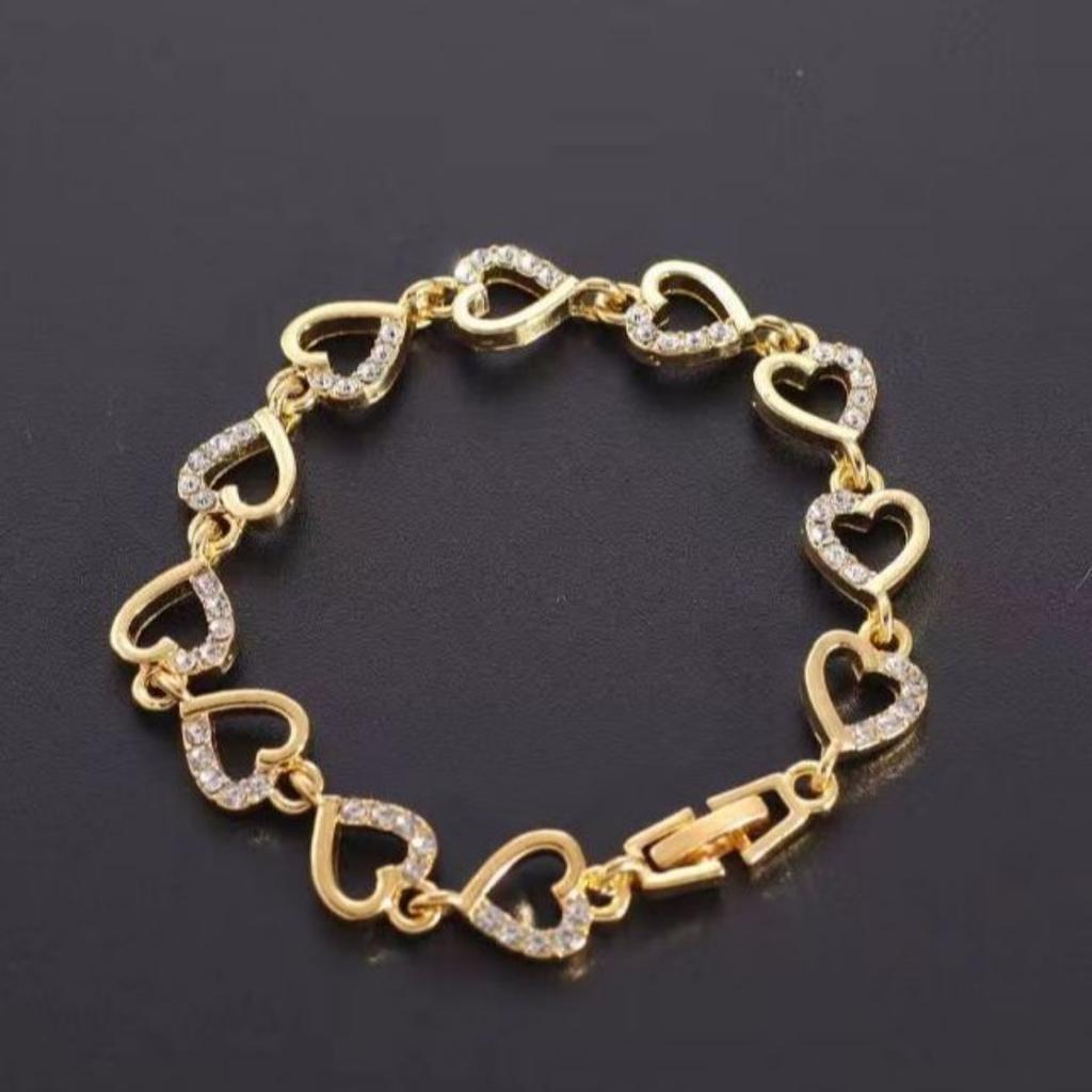 Full Zirconium Peach Heart Bracelet Accessories Show Temperament and All-match Women's Jewelry