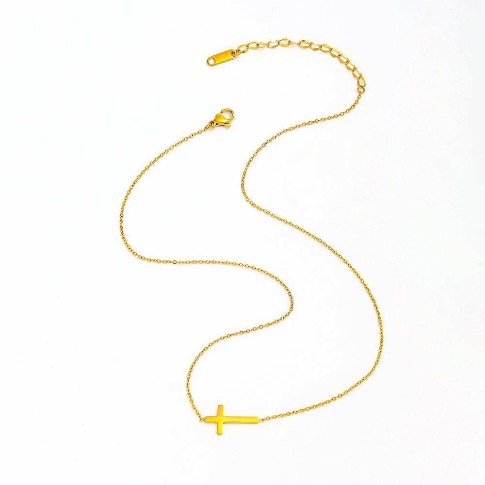 Fenny 18K PVD Plated Waterproof&Non Tarnish Fashion Simple Cross Pendant Fine Chain Necklace for Women Stainless Steel