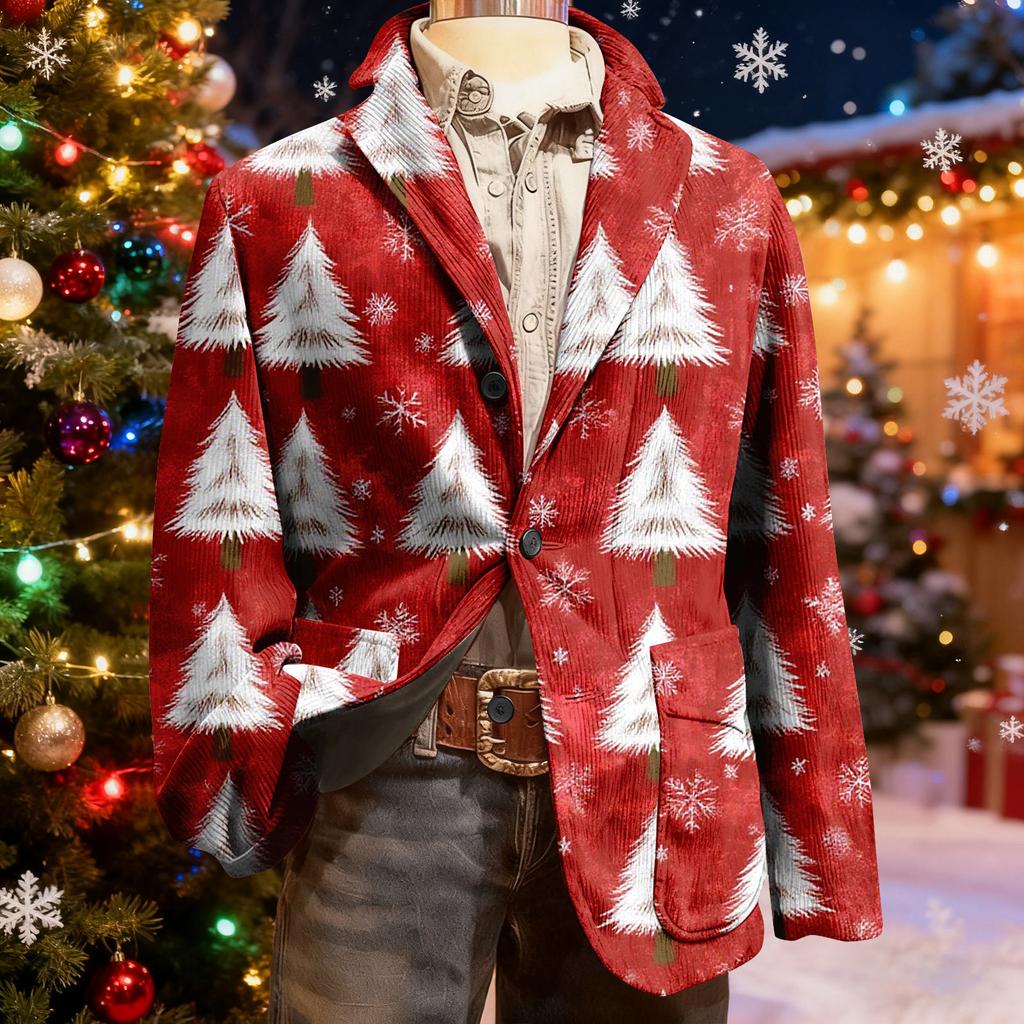 Мужской уродливый рождественский вельветовый теплый карманный пиджак-кардиган, мужской повседневный костюм