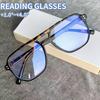 Мужские очки для чтения с большой оправой, двойной перекладиной, пилот, очки для пресбиопии с защитой от синего света, очки для дальнозоркости +1 до +4.0, унисекс