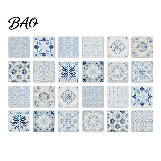 Modern Home Improvement Stickers 24Pcs Peel And Stick Backsplash Tile, Retro Blue PVC Kitchen Backsplash, Decorative Wall Waterproof Stickers,
