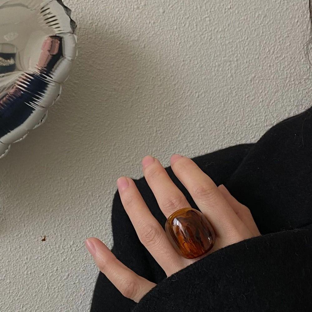 Смола Большие Кольца на Палец Винтажная Панк Бижутерия Новое Массивное Кольцо с Широкой Лицевой Частью