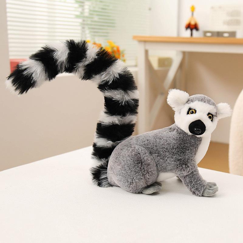 Adorable Realistic Lemur Plush Toy Stuffed Animal Sitting Zoo Souvenir Gift for Kids Birthday
