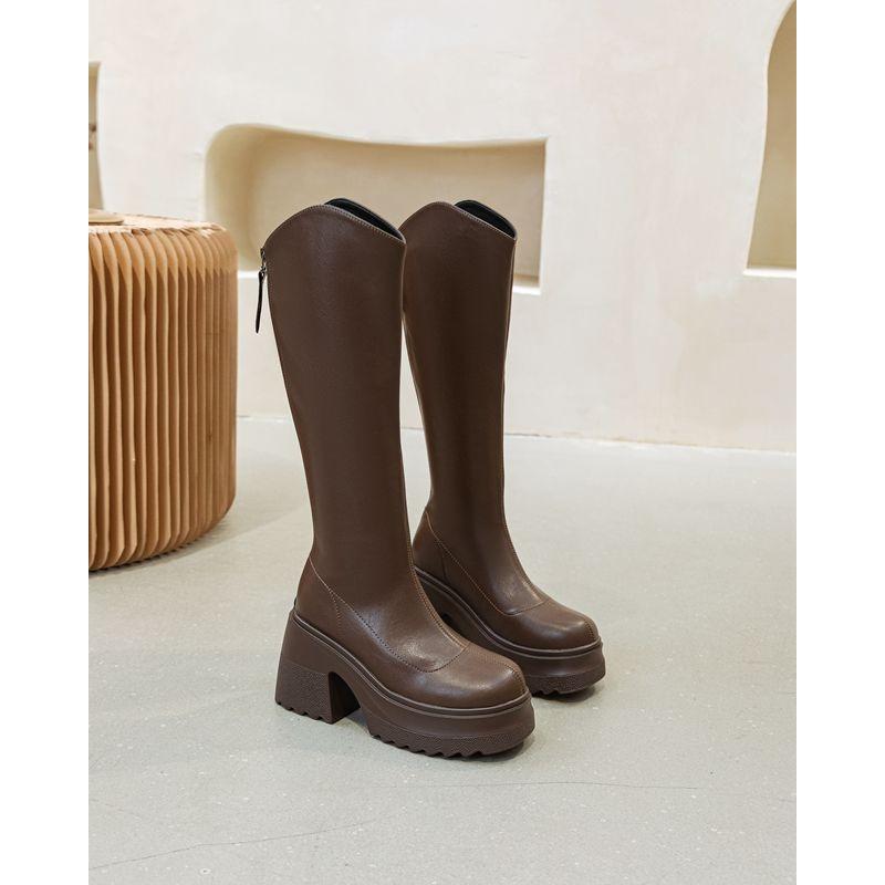 Thick-heeled Long-barrel Heightening Boots for Women, New Year's Models, But Knee Boots, Spring High-heeled Knight Boots, Thick-soled Thin Boots.