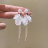 Peach Tea Color Tassel Earrings Blue Petal Design Fashion Jewelry Zinc Zinc Alloy Earrings  Women's Jewelry