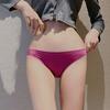 Solid Sexy Seamless No Show Thongs for Women Breathable Elastic Low Waist Ice Silk Lightweight Panties Soft Comfortable Four Season Underwear