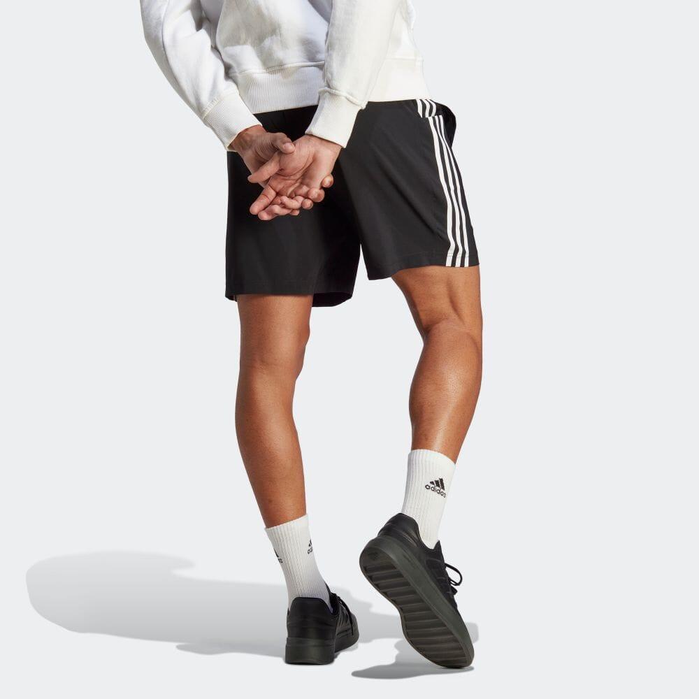 adidas Однотонные шорты в полоску с логотипом бренда, мужские брюки черного цвета IC1484
