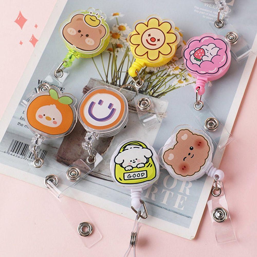 Easy To Pull Retractable Badge Reel Name Card ID Card Holder Girl Boy Badge Holder Clips Work Card