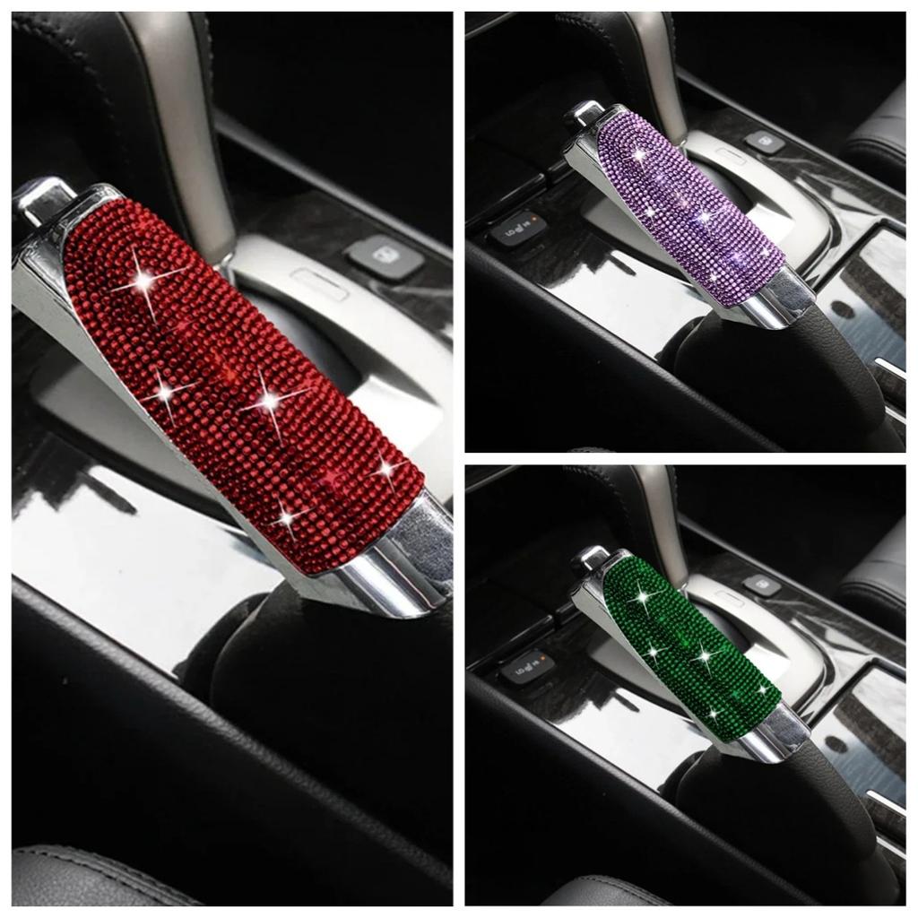 3 шт. Чехол на ручник автомобиля со стразами, кожаный, противоскользящий, декоративный, универсальный, бриллиантовый, автомобильные аксессуары для интерьера