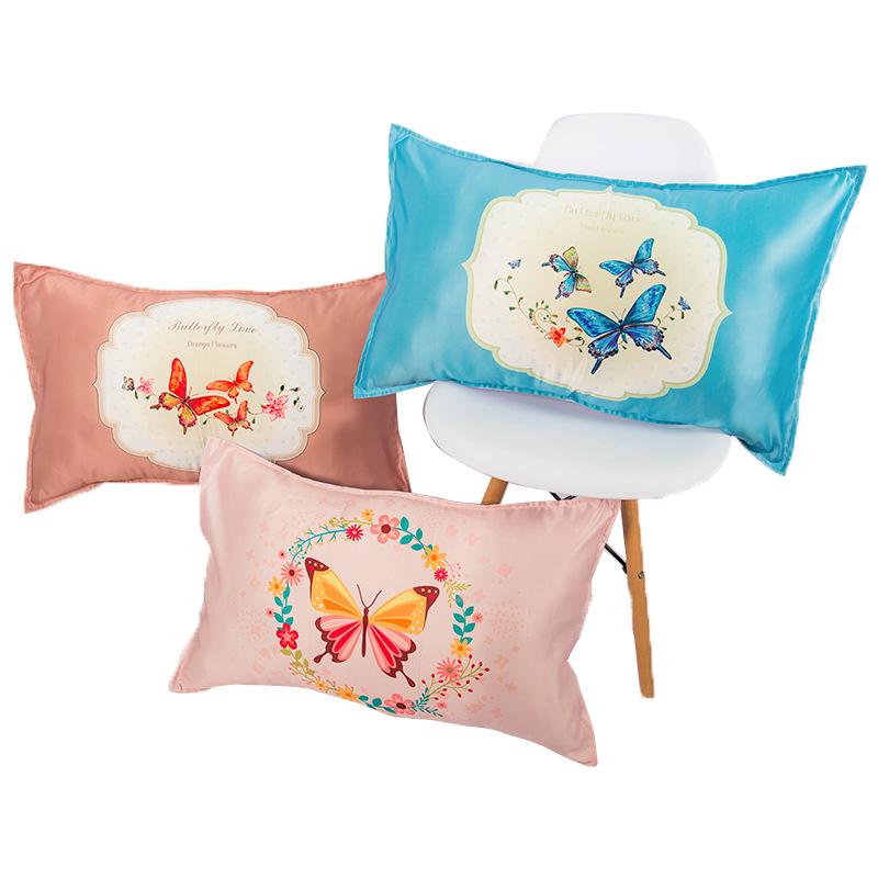 Simulated Silk Satin Velvet Pillowcase Pillowcase Cute Cartoon Student Children Pillowcase Modern Simple Plain Pillowcase