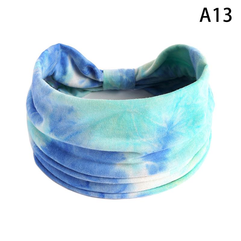 Tie-Dye Boho Knot Turbans Yoga Elastic Head Wrap Women Headband Wide Hairbands Headwear Bandanas Hair Band Accessories
