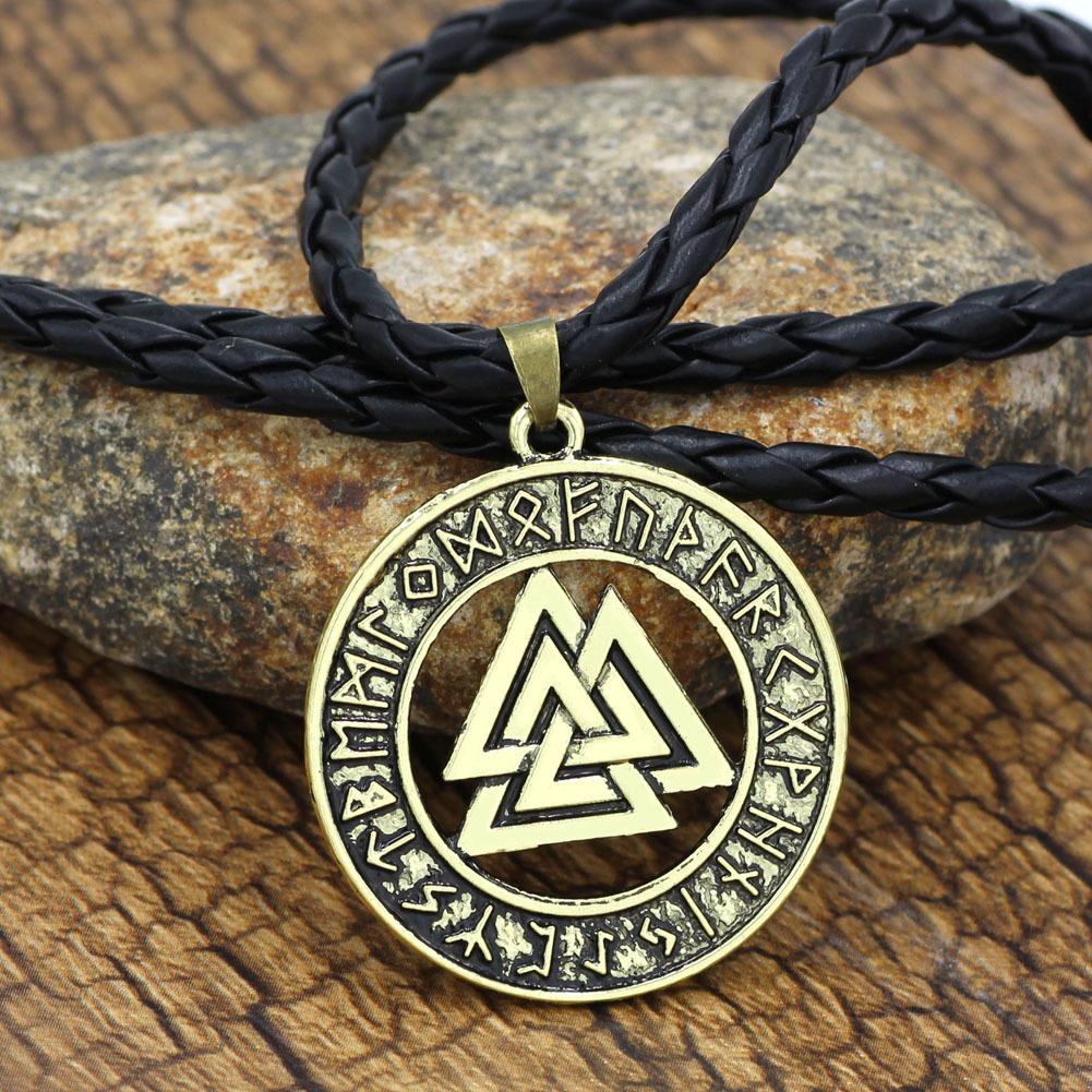 Slavic Norway Valknut Pagan Amulet Pendant Men Necklace Scandinavian Viking Jewelry