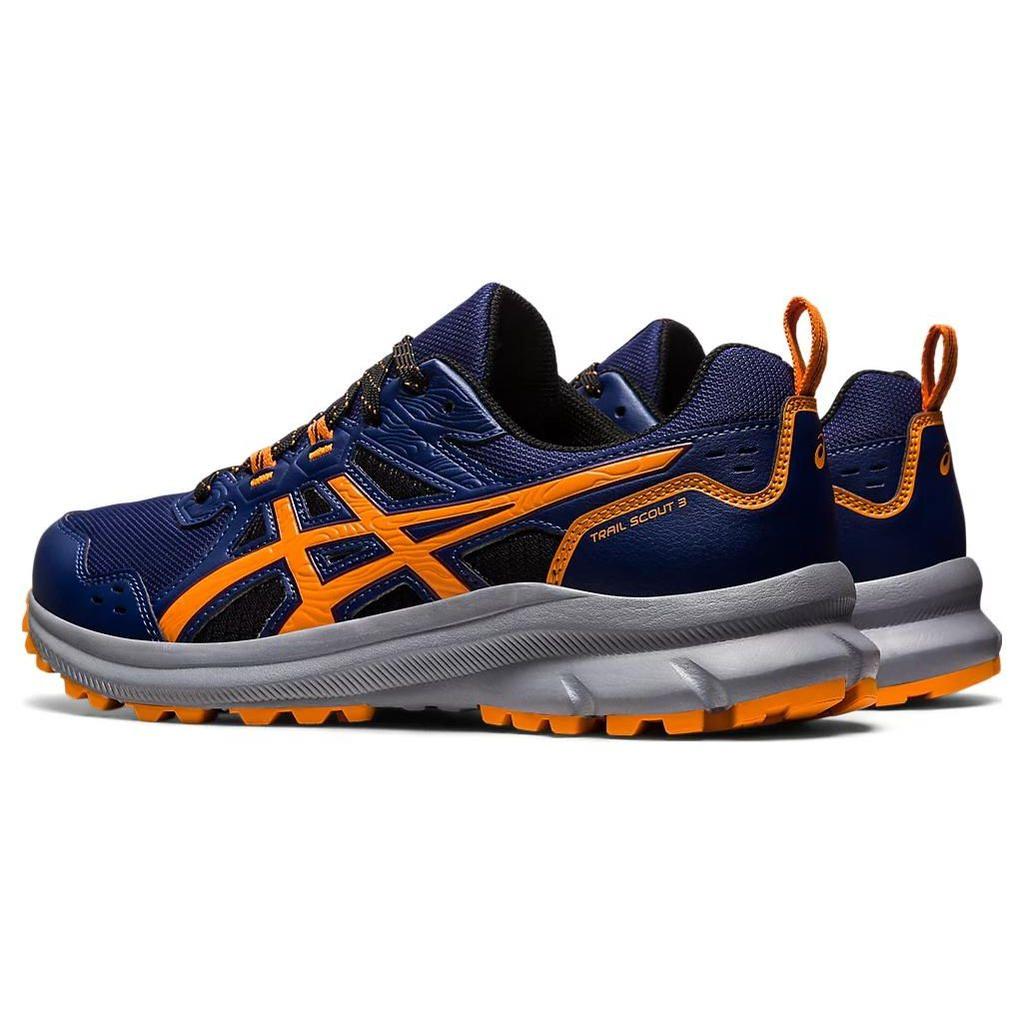 Asics Trail Scout 3 Deep Ocean Ярко-оранжевые мужские кроссовки Синие 1011B700-400