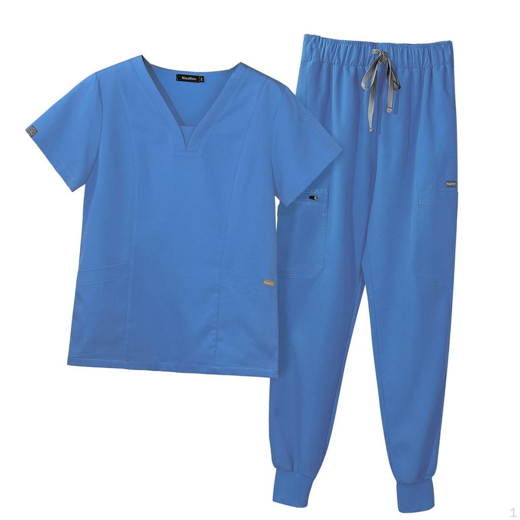 Женский костюм-комбинезон с множеством карманов, V-образным вырезом, короткими рукавами, легкая рабочая одежда для медсестры