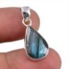 Natural Labradorite Gemstone Handmade 925 Solid Sterling Silver Pendant 1" D8o86