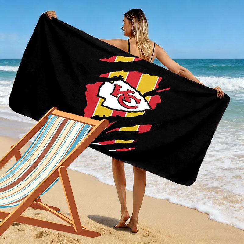 KC Chiefs Print Beach Towel, Large Soft Quick Dry Towel for Beach Camping Swimming