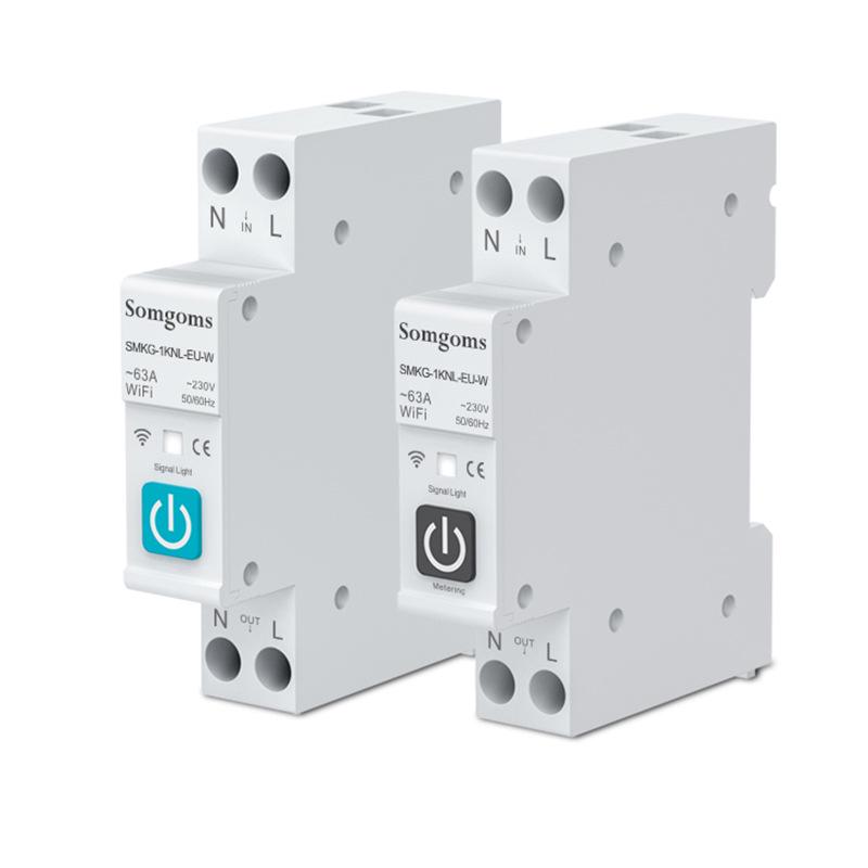 Умный WiFi автоматический выключатель Tuya: Пульт дистанционного управления, Таймирование, Измерение, Защита от перегрузки по току/перенапряжения, Аварийная сигнализация и Автоматический выключатель.