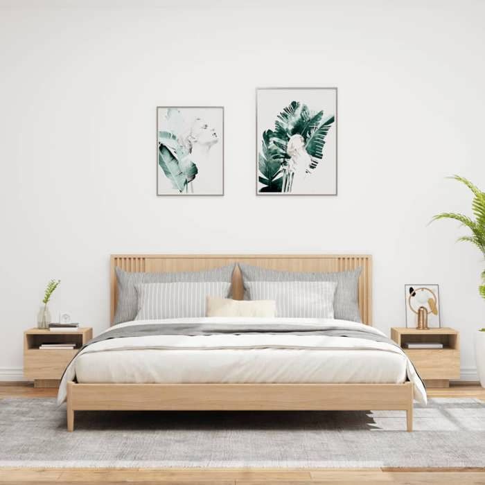 VidaXL Table de Chevet avec Lumières LED, Armoire de Nuit avec Rangement, Table de Nuit, Meuble de Chambre, Moderne, Sonoma 836803